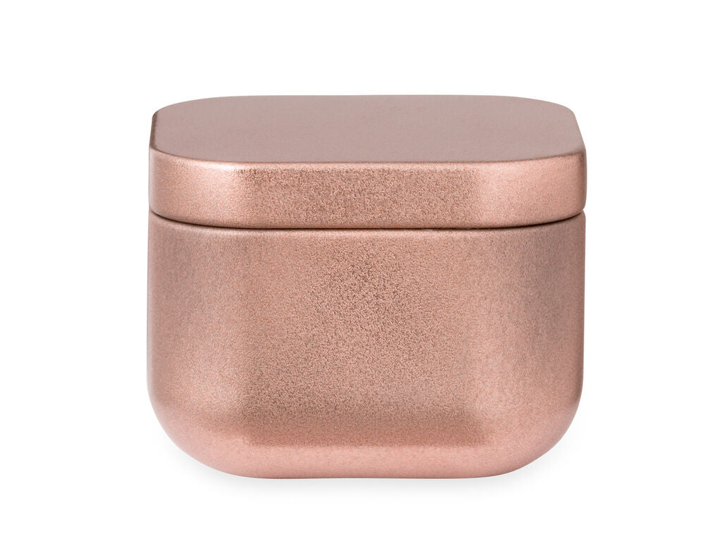 Vela aromática de vainilla en lata · Rosa