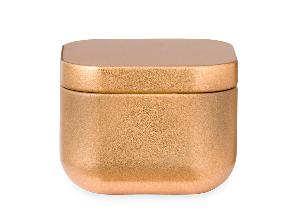 Vela aromática de vainilla en lata · Dorado