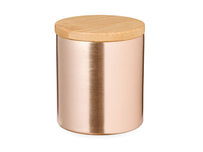 Vela de vainilla en lata con tapa de bambú · Rosa