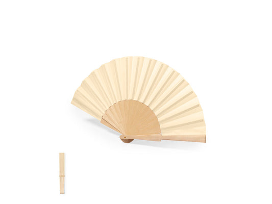 Abanico de madera con tela de algodón