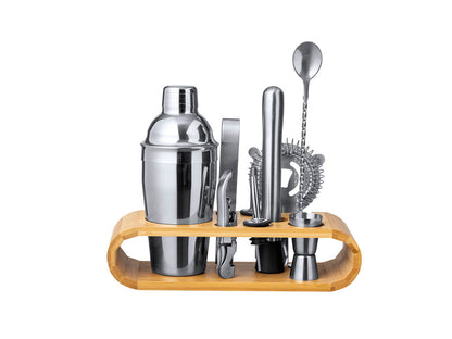 Set de coctelería completo con base de bambú