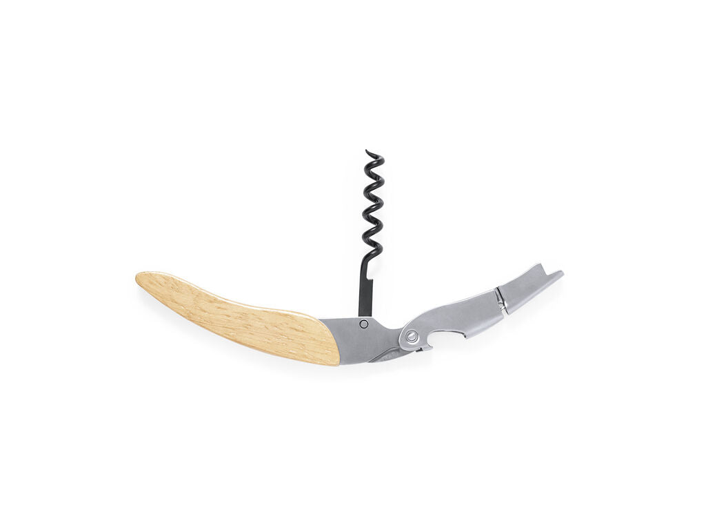 Sacacorchos con mango de madera y cortacápsulas