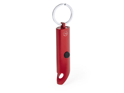 Llavero linterna y abridor de aluminio reciclado · Rojo