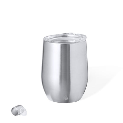 Vaso térmico de acero reciclado con tapa transparente 340 ml · Claro