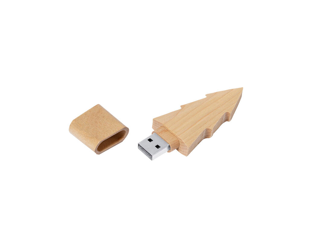 Memoria USB 16GB de madera con forma de pino