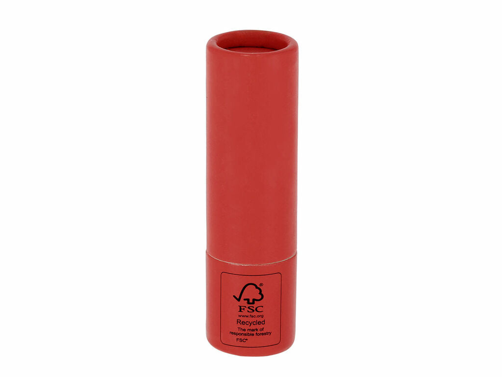 Bálsamo labial de cartón reciclado FSC · Rojo