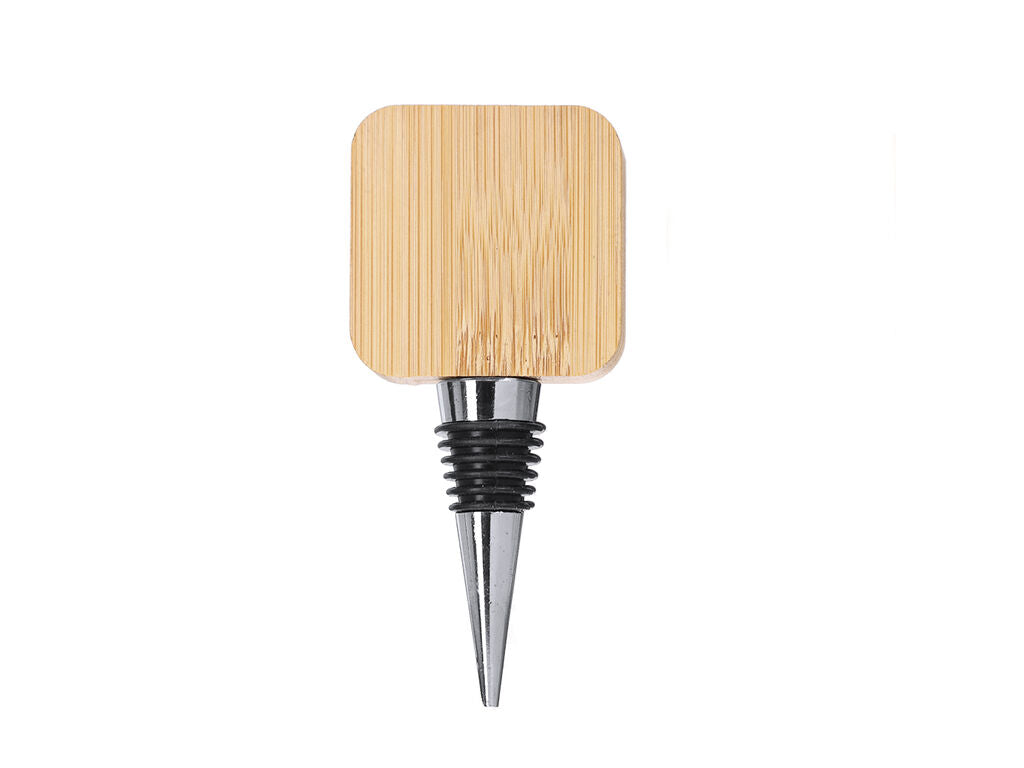 Tapón de botella con abridor de bambú · Cuadrado