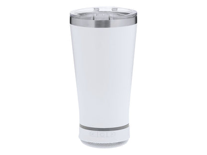 Vaso térmico con altavoz Bluetooth y LED 440 ml · Blanco
