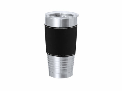 Vaso térmico con banda de polipiel 420 ml · Negro