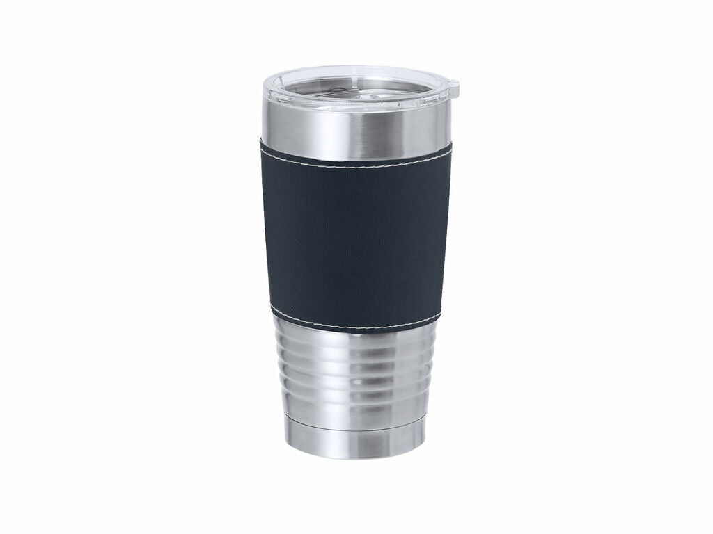 Vaso térmico con banda de polipiel 420 ml · Marino