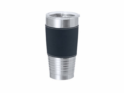 Vaso térmico con banda de polipiel 420 ml · Marino