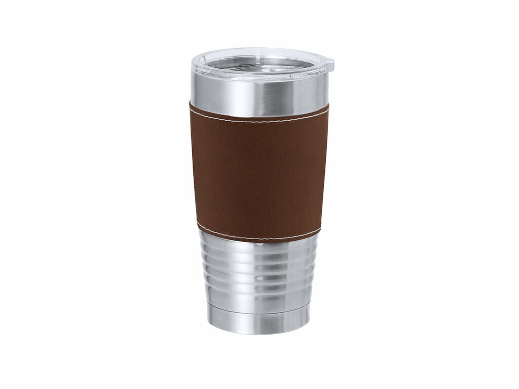 Vaso térmico con banda de polipiel 420 ml · Marron