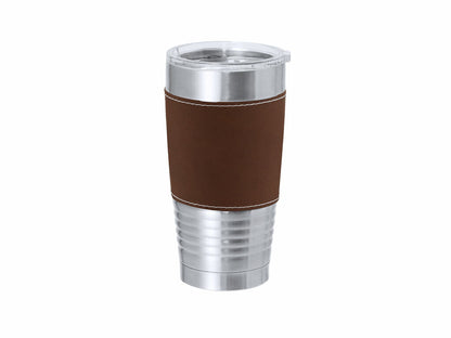 Vaso térmico con banda de polipiel 420 ml · Marron
