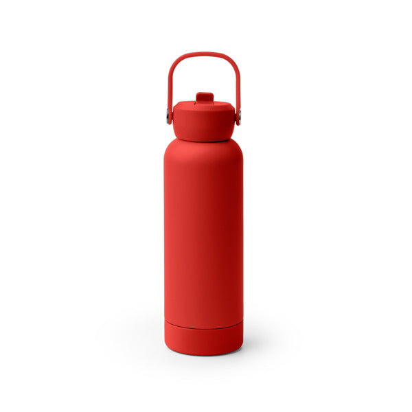 Botella térmica de acero reciclado 730 ml con pajita y asa · Rojo