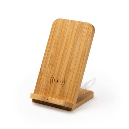 Soporte de bambú con carga inalámbrica