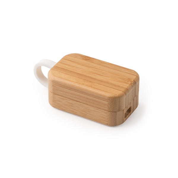 Auriculares inalámbricos con estuche de bambú · Crudo