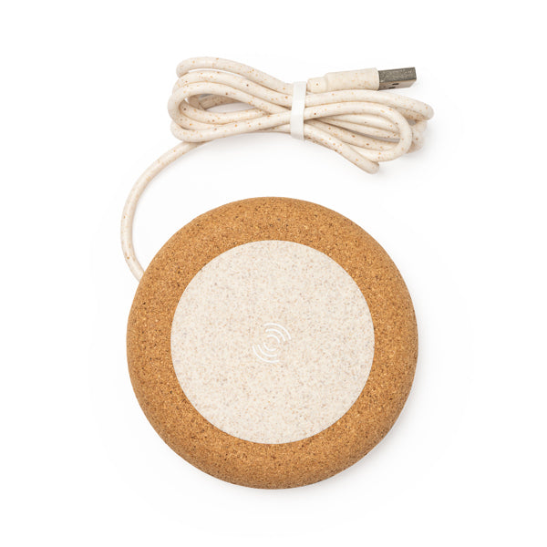 Cargador inalámbrico de corcho 15 W · Crudo