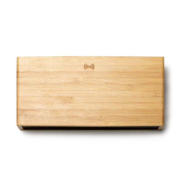 Reloj despertador de bambú con carga inalámbrica · Bambu
