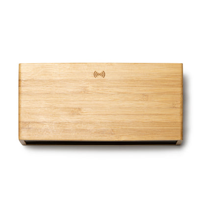 Reloj despertador de bambú con carga inalámbrica · Bambu