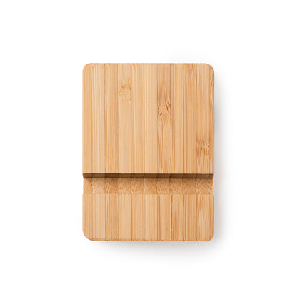 Soporte de bambú para móvil y tablet · Crudo