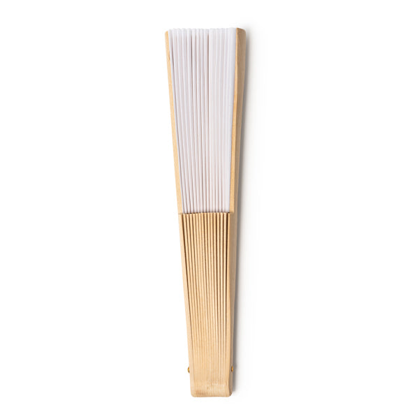 Abanico de madera y tela RPET · Blanco