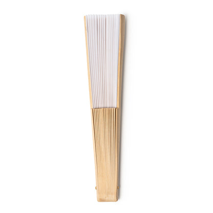 Abanico de madera y tela RPET · Blanco