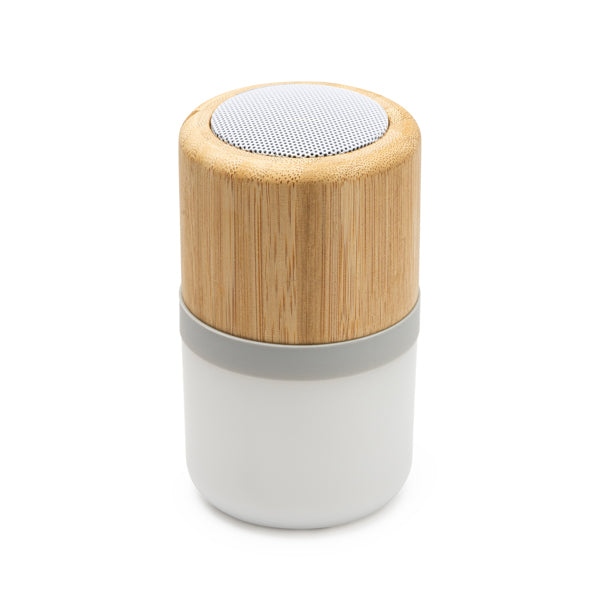 Altavoz Bluetooth de bambú con luz LED de colores