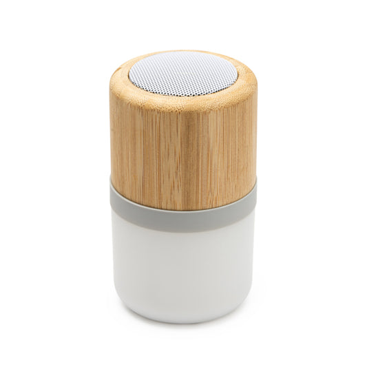 Altavoz Bluetooth de bambú con luz LED de colores