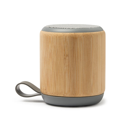 Altavoz Bluetooth de bambú con asa de silicona · Crudo