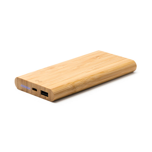 Batería externa de bambú 6000 mAh con carga inalámbrica