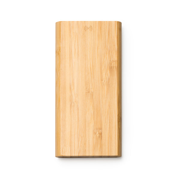 Batería externa de bambú 6000 mAh con carga inalámbrica · Crudo