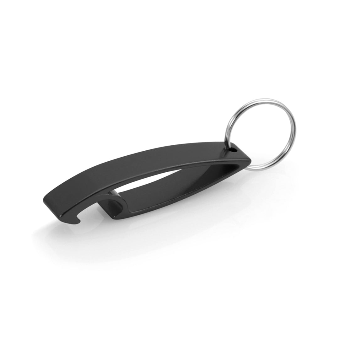 Llavero abridor de aluminio en colores · Negro