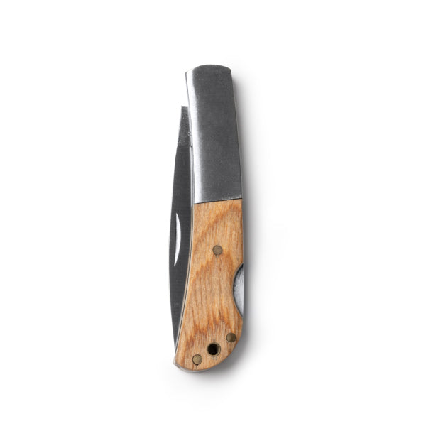 Navaja de acero con mango de madera natural · Crudo