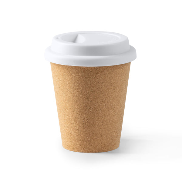 Vaso reutilizable de corcho 380 ml con tapa · Crudo