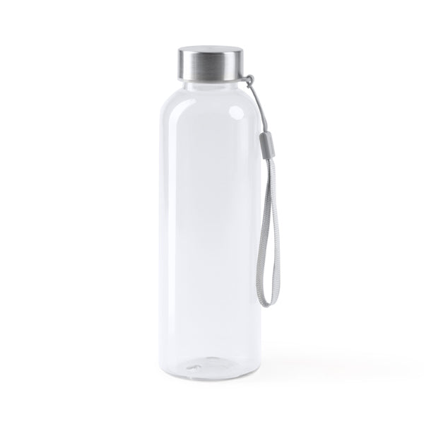 Botella de RPET translúcida 600 ml con cinta · Transparente