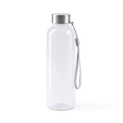 Botella de RPET translúcida 600 ml con cinta · Transparente