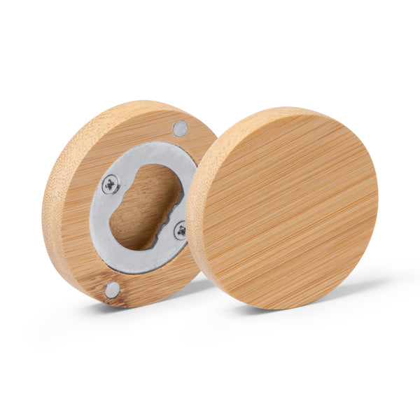 Posavasos de bambú con abridor e imán