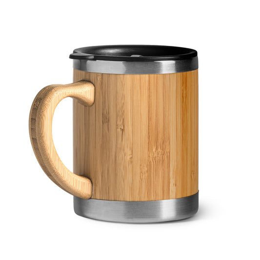Taza térmica de bambú y acero 340 ml