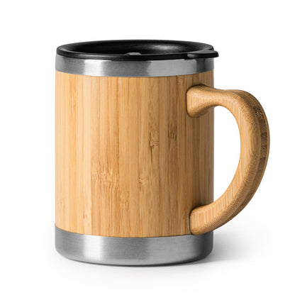 Taza térmica de bambú y acero 340 ml · Crudo