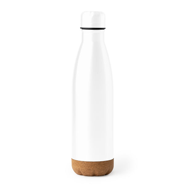 Botella térmica 520 ml con base de corcho · Blanco