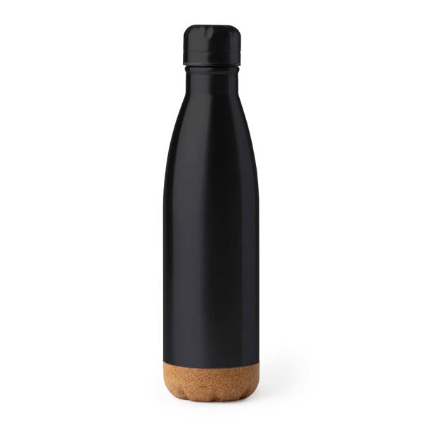 Botella térmica 520 ml con base de corcho · Negro