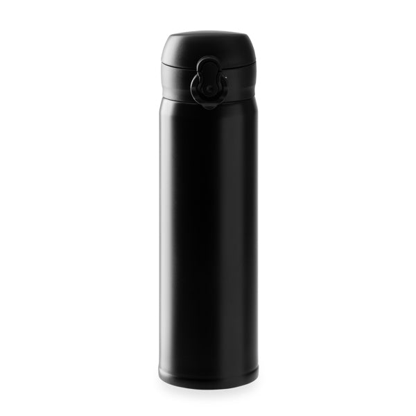Termo de acero inoxidable 450 ml con cierre de seguridad · Negro