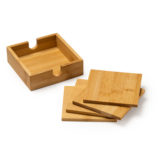Set de 4 posavasos de bambú en caja