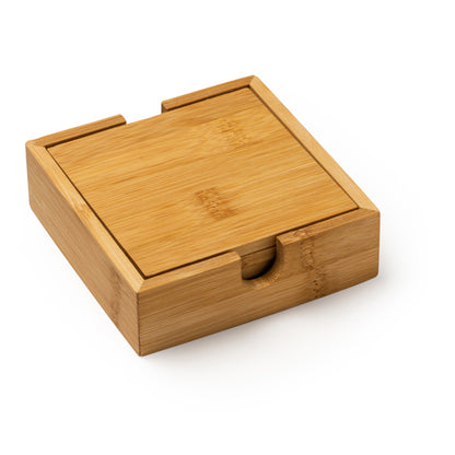 Set de 4 posavasos de bambú en caja · Crudo