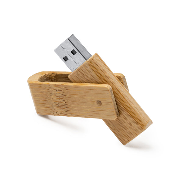 Memoria USB 16 GB de bambú con clip giratorio