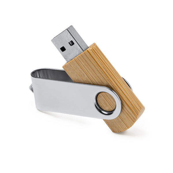 Memoria USB 16 GB de bambú con clip metálico