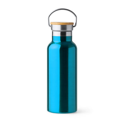 Botella térmica 500 ml con tapa de bambú y asa metálica · Royal Claro