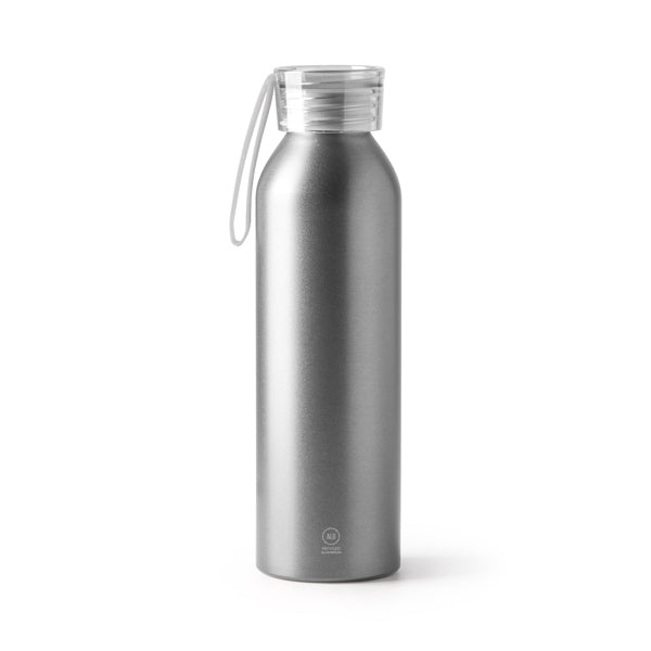 Botella de aluminio reciclado 600 ml con cinta · Plata