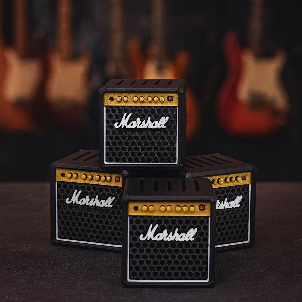 Mini amplificador porta púas de guitarra 🎸 | Organizador original para picks (Marshall, Fender, Gibson y Orange).