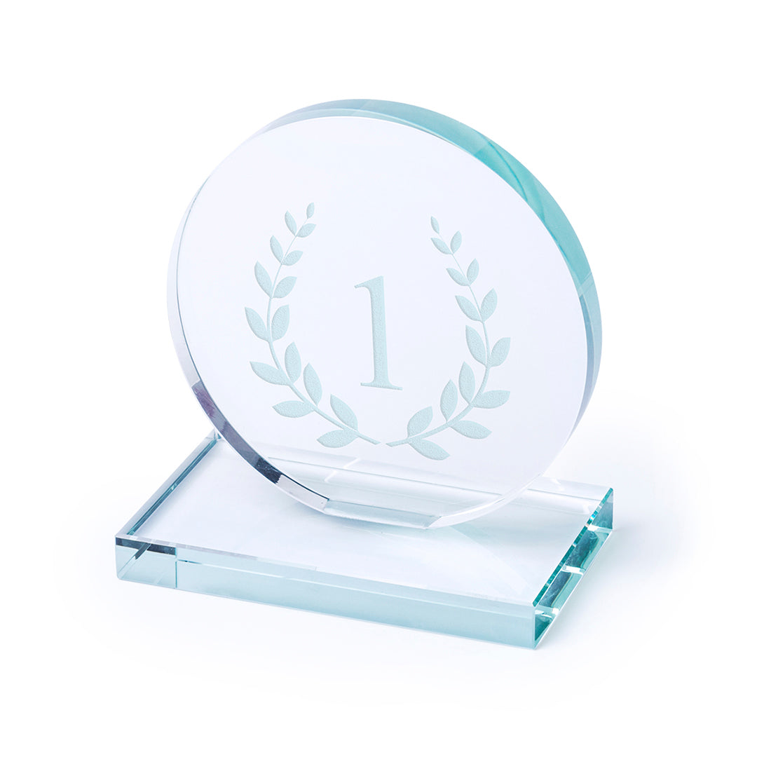 Placa trofeo de cristal redonda
